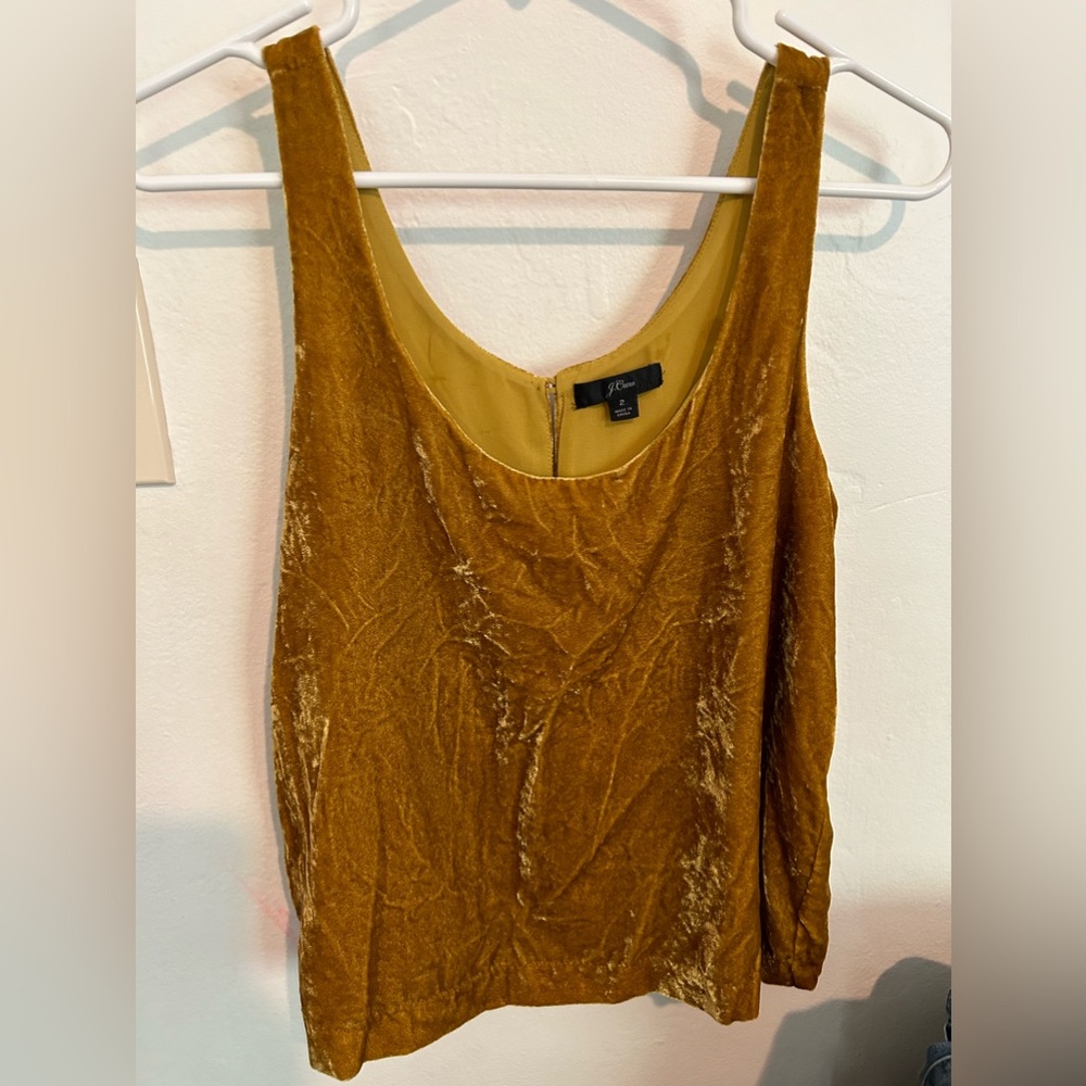 J.Crew yellow gold crushed velvet tank top size 2